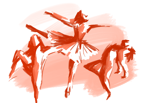 Image of three silhouettes dancing. Dance minor graphic.