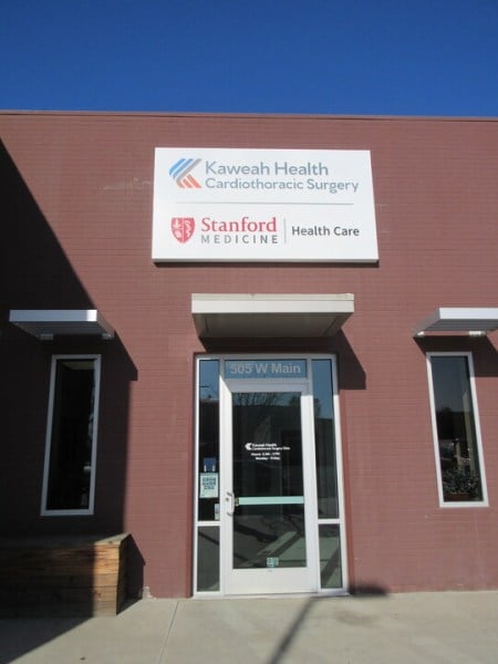Central California hospital Kaweah Health with a Stanford Medicine sign.