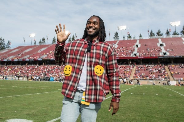 Bryce Love is honored at a football game between Stanford and Arizona State.