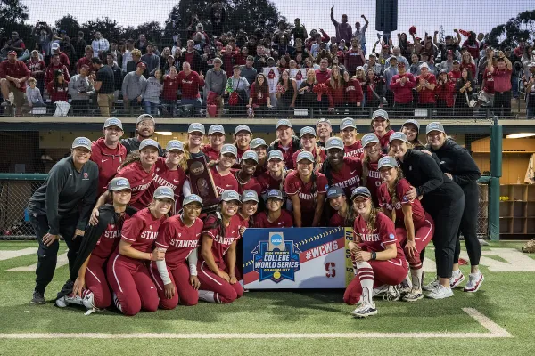 Softball celebrates making WCWS for second straight year.