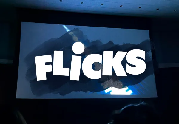 screen with text reading "FLiCKS"