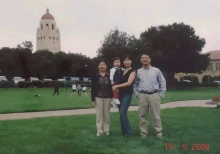 Jessica Zhu '24 with her parents and great aunt, 20 years ago. (Courtesy of Jessica Zhu)