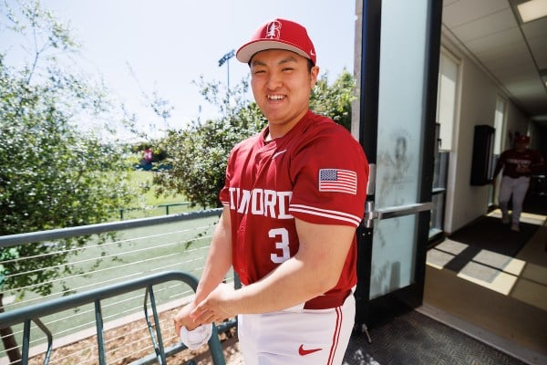 Rintaro Sasaki poses before a game against Washington State.