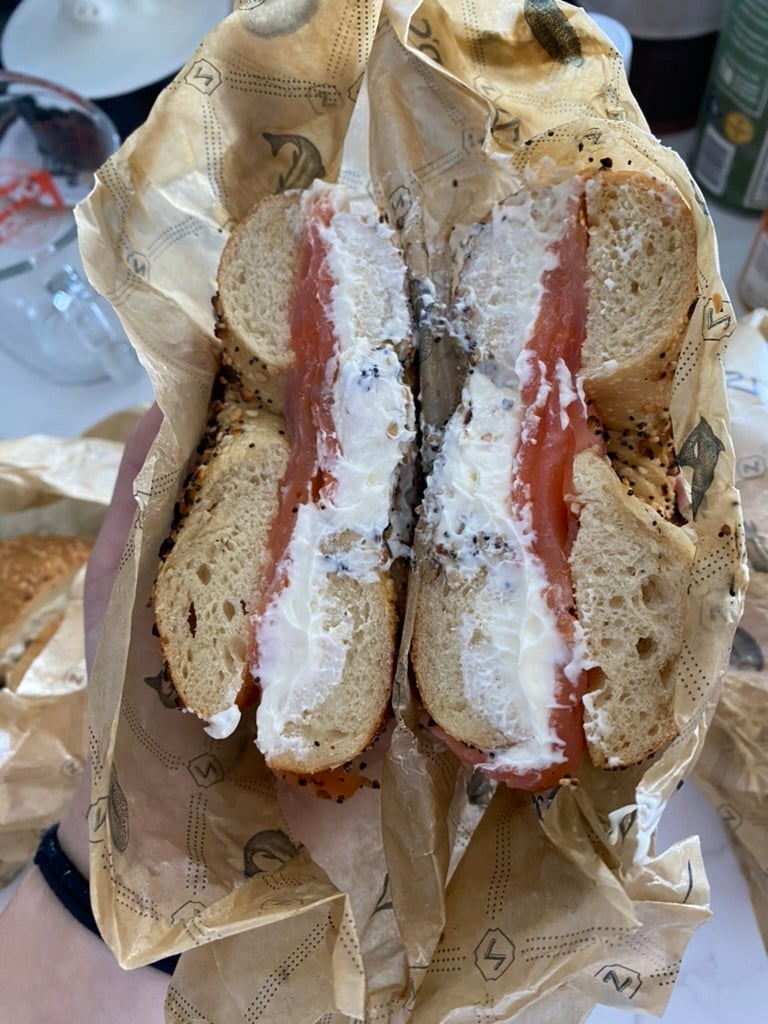 A cream cheese and lox bagel