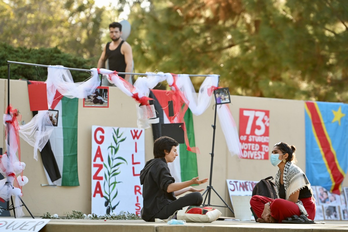 Students at a pro-Palestine walkout and vigil