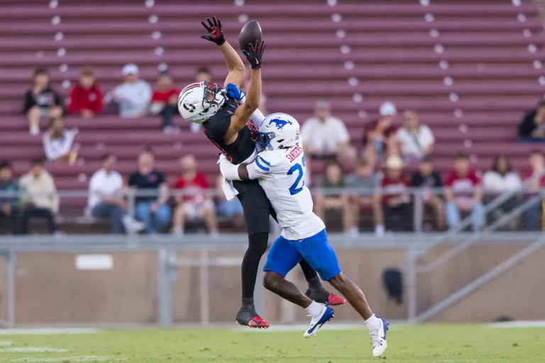 Emmett Mosley attempts to catch a ball against SMU.