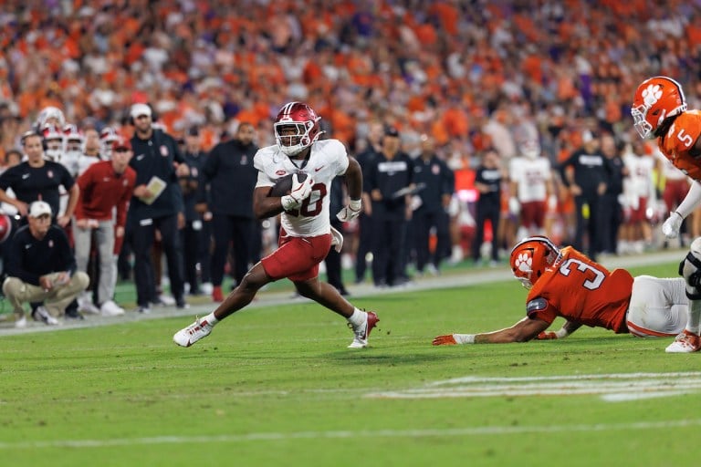 Freshmen running back Micah Ford bounces a run to the outside in last Saturday's game against Clemson.