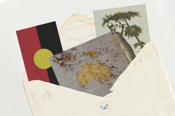 Graphic of envelope with postcards from Australia.