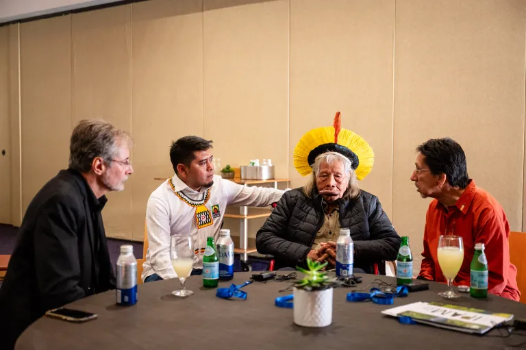 Chief Raoni Metuktire of the Kayapó people visited Stanford as part of the Doerr Dean's Lecture series on Sept 24. (Photo courtesy of Rodrigo Béllo Carvalho)