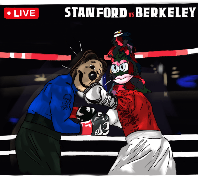 Stanford Tree punching Oski in the boxing ring