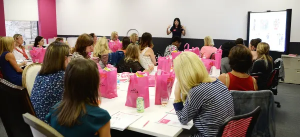 Gathering of people at an event related to Bright Pink