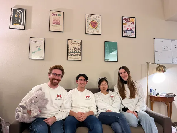 The Bridge live-ins, pictured above, have attended this week's Undergraduate Senate meeting and Graduate Student Council meeting to present on their communication with the University and advocate for more funding and sustainability. (Photo: CAROLINE CHEN/The Stanford Daily)