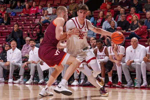 Maxime Raynaud drives to the basket during a game against Virginia Tech.