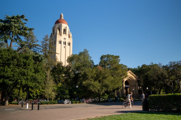 Hoover tower in middle distance.