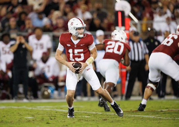 Ben Gulbranson during a game against Florida State University at Stanford Stadium on Oct. 18. Gulbranson threw two interceptions in the second half against the Hurricanes. (Photo: BOB DREBIN/ISI Photos)