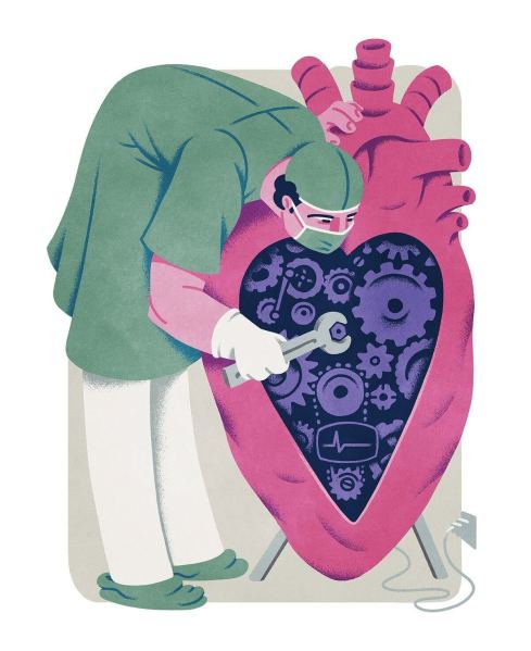 graphic of physician mending the heart