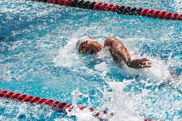 Jonathan Tan during a meet against the University of California Berkeley at the Avery Aquatic Center on February 24, 2024. (Photo: Scott Gould/ISI Photos)