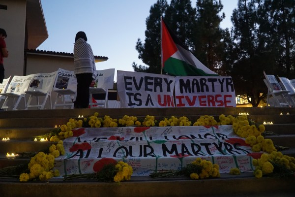 A vigil, organized by SJP and other student groups, commemorated the lives lost in Palestine in the wake of Oct. 7, 2023. (Photo: FAIZA ASHAR/THE STANFORD DAILY).