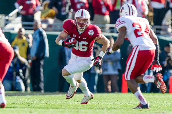 Zach Ertz during the 99th Rose Bowl Game against Wisconsin in 2013. Ertz recorded his first 100-yard game of the season during one of the more entertaining games of the week against the Denver Broncos. (Photo: Grant Shorin/ISI Photos)