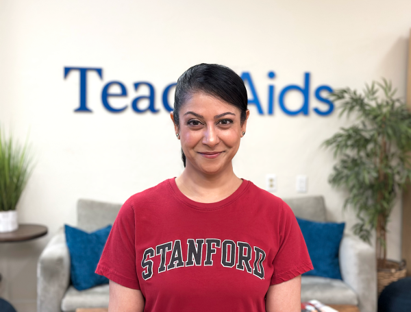 Dr. Piya Sorcar, CEO of TeachAids, at the TeachAids office in Palo Alto, CA. (Courtesy of Piya Sorcar)