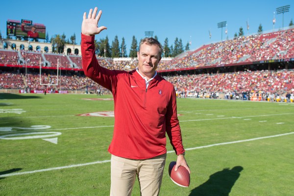 John Lynch waves to the crowd before the 2019 Big Game at Stanford Stadium. Lynch, now the general manager of the 49ers, has built an impressive football legacy. (Photo: GRANT SHORIN/ISI Photos)