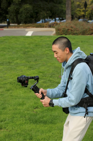 Adam Liao shoots a video on-campus, preparing new content for his YouTube channel, 3A Creates (Courtesy of Adam Liao).