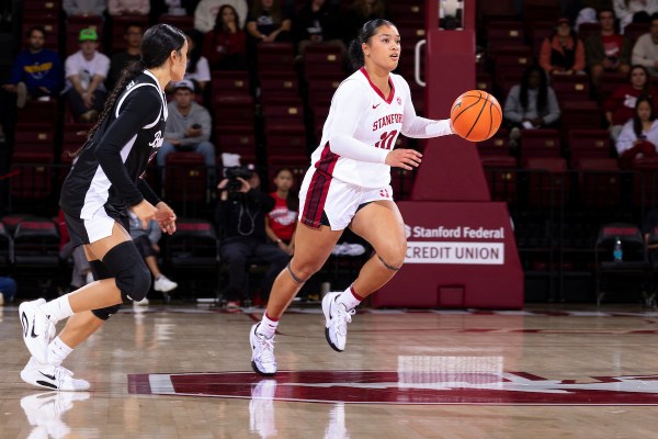 Talana Lepolo during a game against Santa Clara University at Maples Pavilion on Nov. 6. Lepolo is back on the court after missing most of last season with a knee injury. (Photo: AL CHANG/ISI Photos)