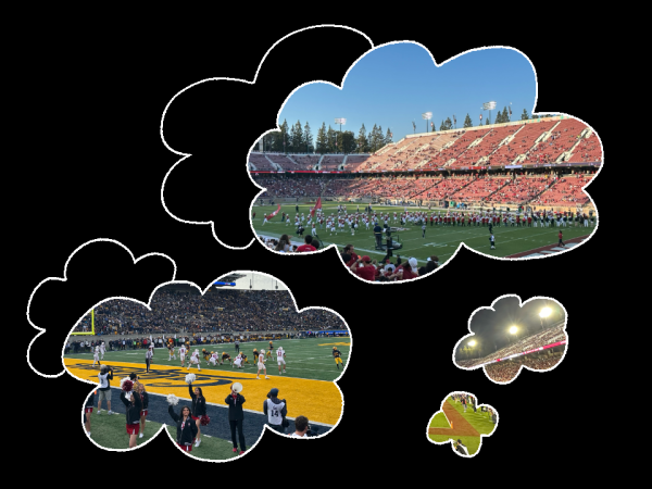 Stanford students share memories from past football games. (Graphic: KAYLEE CHAN/The Stanford Daily)
