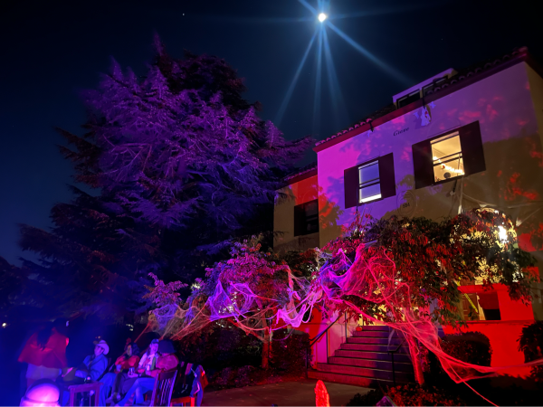 The Grove, a row house, with Halloween decorations.