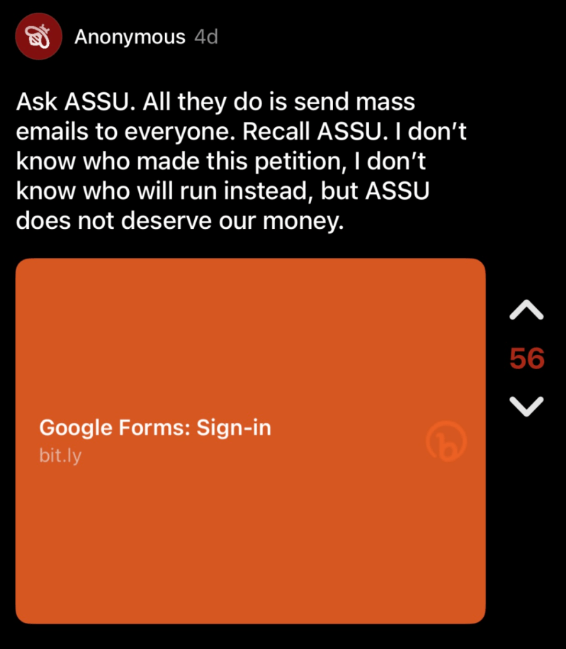 Students promote petition for ASSU president and vice president recall election