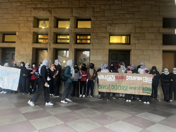 The Santa Clara County District Attorney's Office announced Thursday that it will be charging 12 pro-Palestinian protesters who broke into the University president's office last June. (Photo: GRETA REICH/The Stanford Daily)