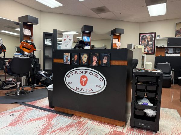 The front desk of Stanford Hair (salon)