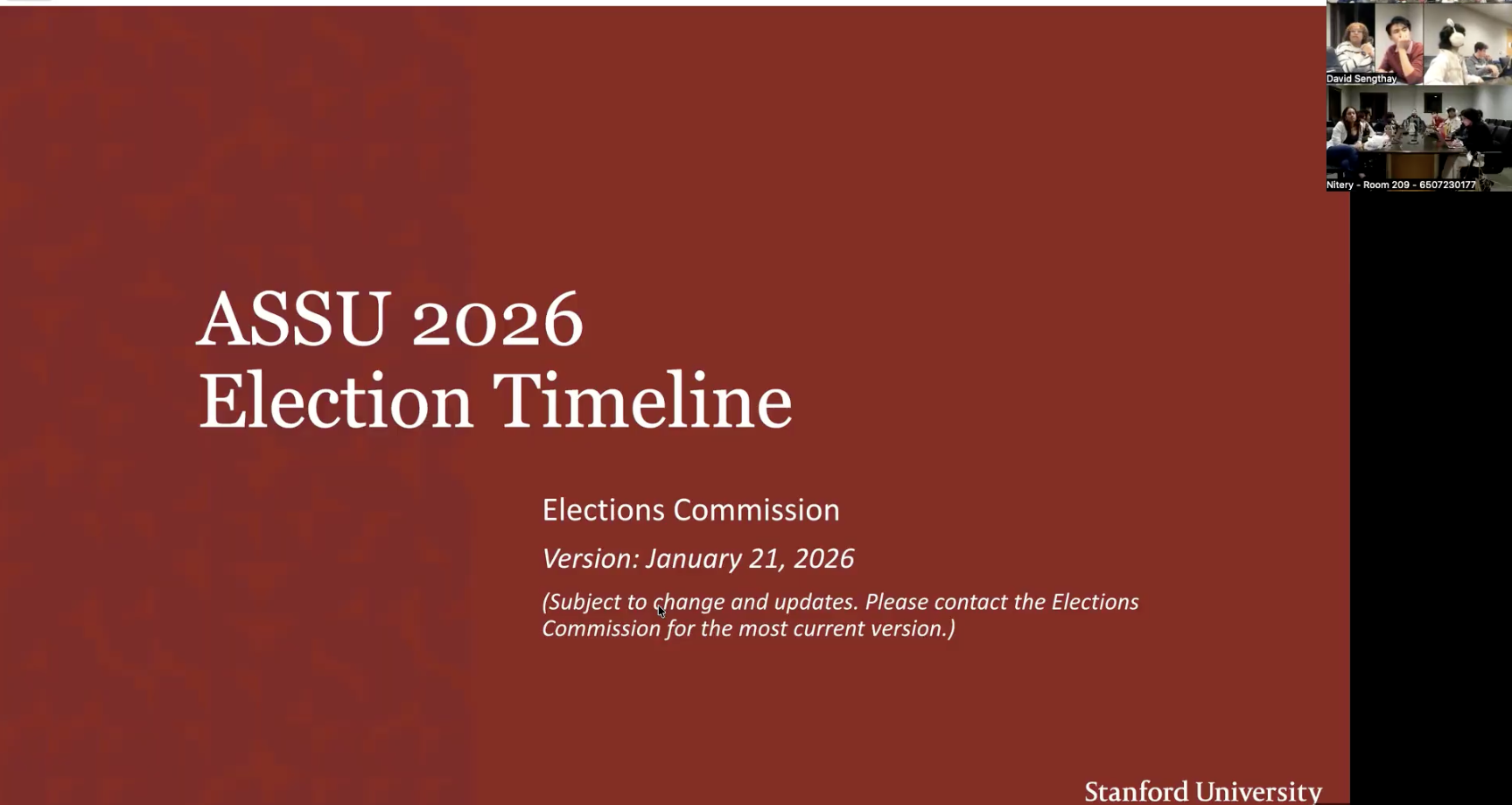 ASSU Elections Commission presents 2026 election timeline to UGS