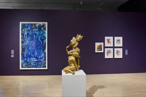 Illustrating the legacy of colonialism, desire and fragmentation, the sculpture “Promiscuous Intimacies” is displayed in the final section of the exhibition on negotiated landscapes. During the curator talk Jan. 8, Alexander described this work as the first bronze work Sikander ever made. (Courtesy of Margaret Whitehorn)