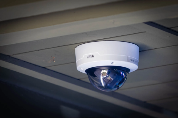 A security camera installed in a dorm on campus. (Photo: ANANYA NAVALE/The Stanford Daily)