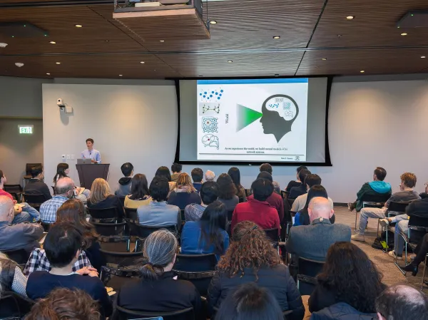 Bassett’s talk explored how neurological approaches to human behavior can allow us to modify our real-world information systems. (Courtesy of Julia Diaz)