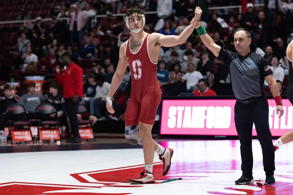 Angelo Posada during a match against North Carolina State University at Maples Pavilion.