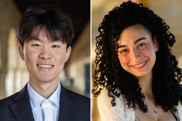 Headshots of Tim Jing '26 and Jennifer Hamad '25.