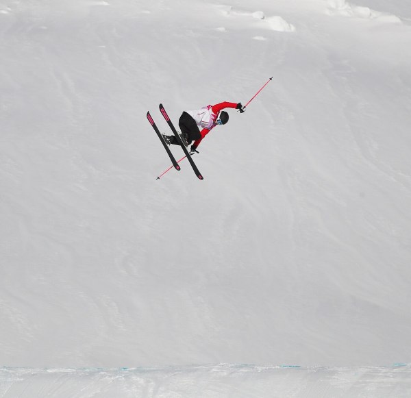 Skier in the air.