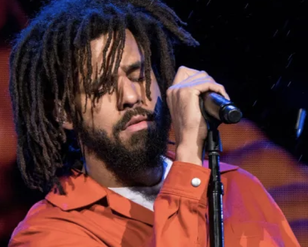 Breakout 2010s rap sensation J. Cole pictured in concert 2018.