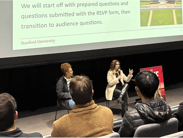 Director Jen Karson-Strauss answers questions during a Q&A.
