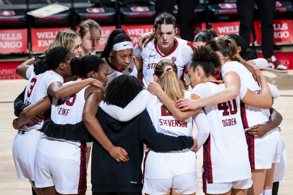 Stanford women's basketball during a home game against Virginia on Feb. 15, 2026. Stanford will play its final two games of the season during Family Weekend. (Photo: MADDIE HINKLEY/ISI Photos)