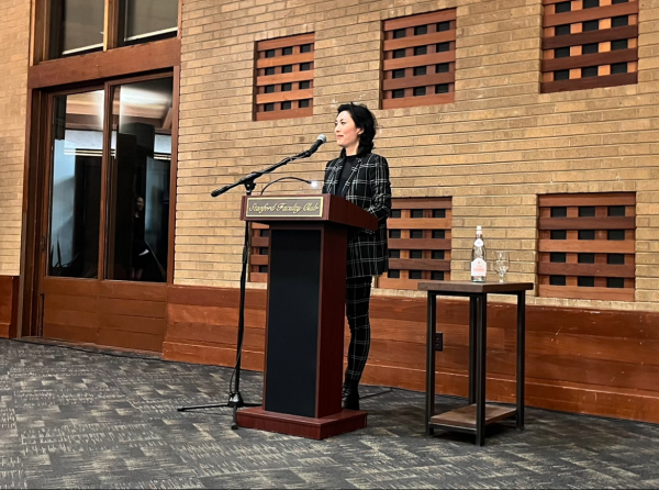 Photo of C Pam Zhang at the Stanford Faculty Club