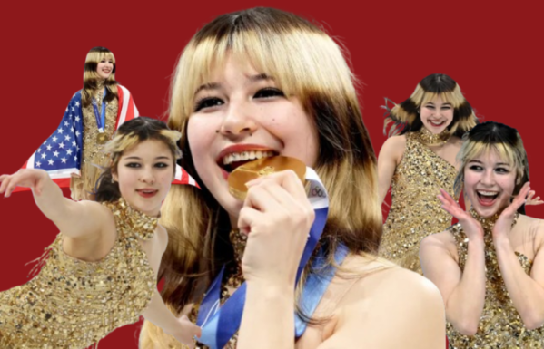 A collection of images with Alysa Liu celebrating her Gold Medal win.