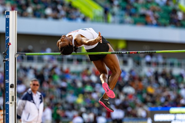 Alyssa Jones during the high jump event at the NCAA Outdoor Track and Field Championships on June 14, 2025.
