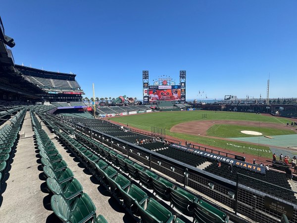 Photo of an empty baseball stadium.