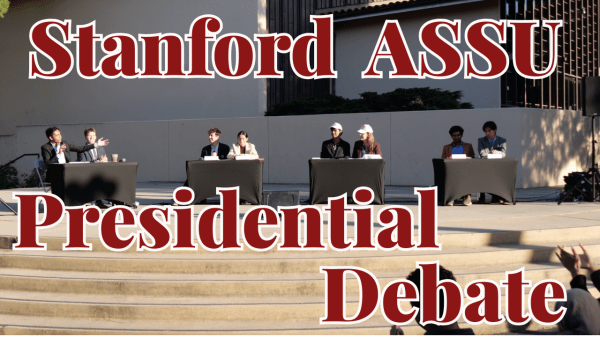 A photo of the presidential slates in White Plaza