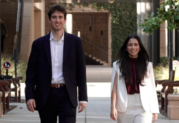 Jared Hammerstrom ’27 and Celeste Vargas ’27 will serve as president and vice president of next year's ASSU executive team. (Courtesy of FARM RAISED)