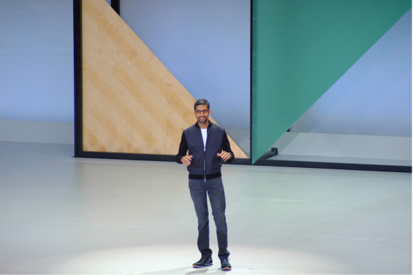 Sundar Pichai presenting onstage