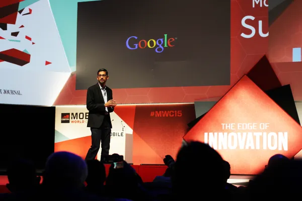 Sundar Pichai presenting onstage